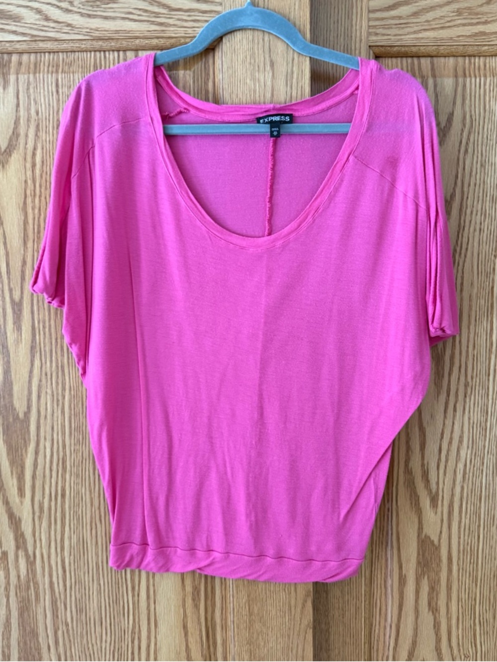 Express Hot Pink Scoop-Neck Dolman Sleeve Top